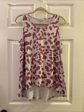 Women's Pink Animal-Print Sleeveless Swing Tank Top